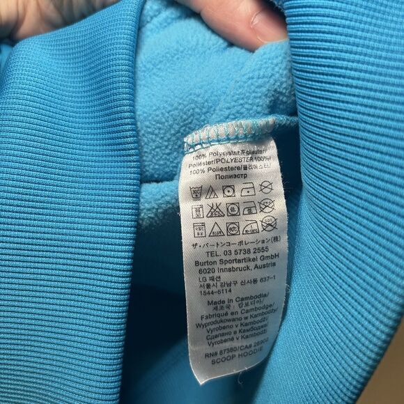 Burton Dryride Turquoise Blue Full Zip Fleece‎ Hoodie Small Outdoor Ski Skater - Picture 4 of 7